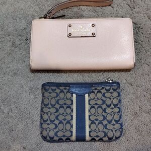 Kate Spade Pink Wristlet and Coach Blue Pouch Set